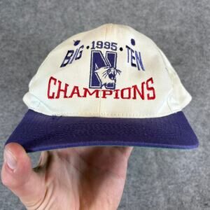 VTG 90s Northwestern Wildcats Big Ten Champions Snapback Hat Mens OSFA Nutmeg